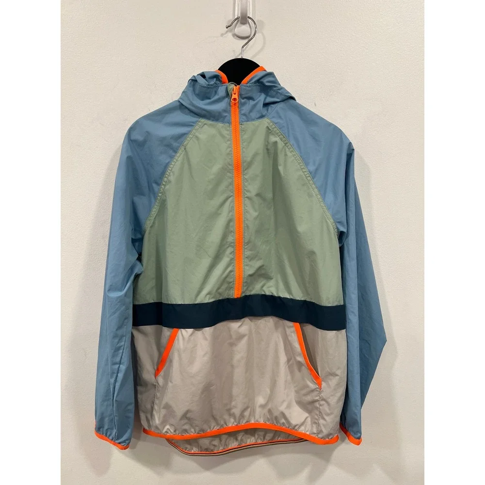Gymboree Windbreaker Boys Multicolor Colorblock Half Zip Hooded Jacket Sz XL 14